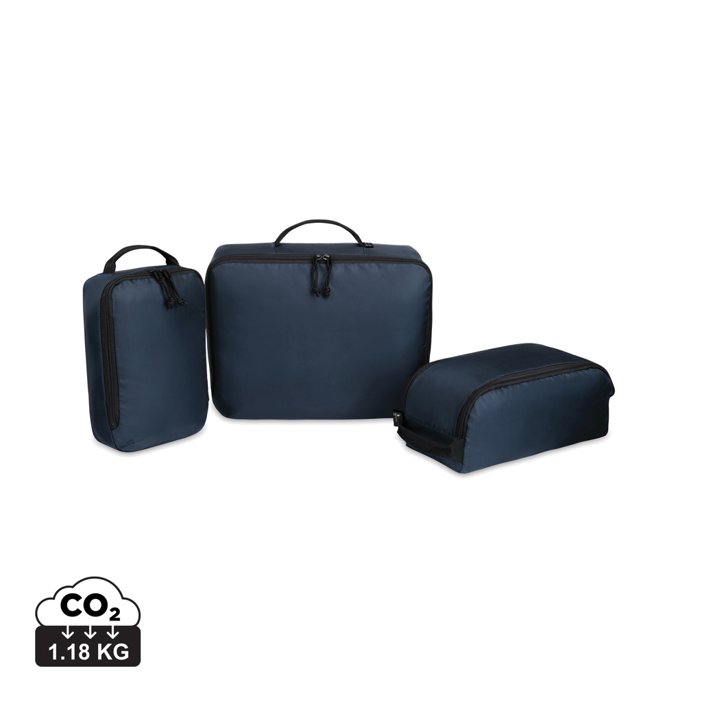 Set de 3 cubes de rangement personnalisables rPET recyclé AWARE™ Bleu marine